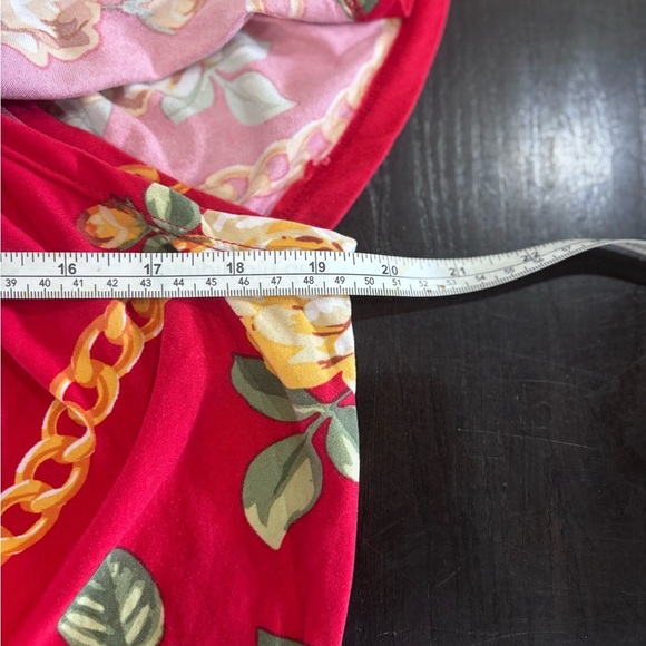 Caren Sport Red Floral Chain Design Ruffled Bodysuit Size 3X - Picture 10 of 12
